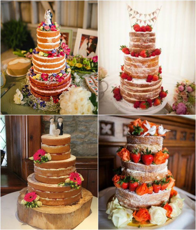 4 exemplos de Bolo de casamento naked cake