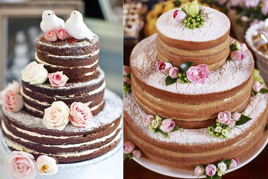 Bolo de casamento naked cake com flores