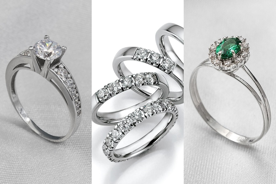 modelos de anel de noivado de prata